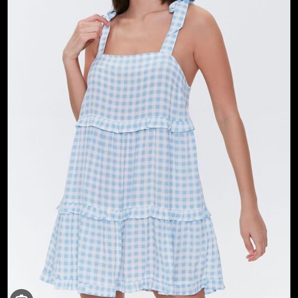 Blue gingham mini dress